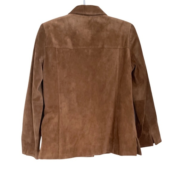 Kate Hill Petite Suede Button Front Jacket Western Boho Cowboy Tan Caramel color - Picture 6 of 7